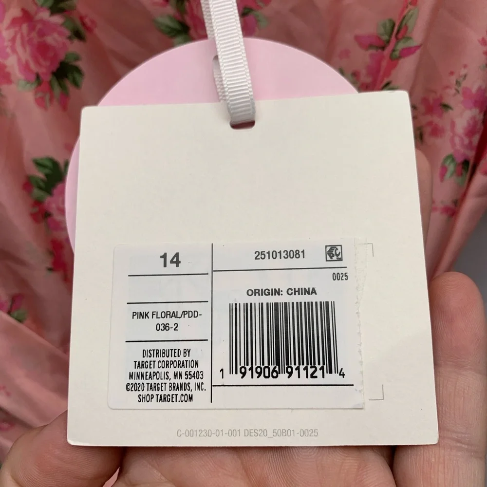 LoveShackFancy for Target Cecile Puff Sleeve Pink Floral Dress Sz. 14 - Picture 6 of 9